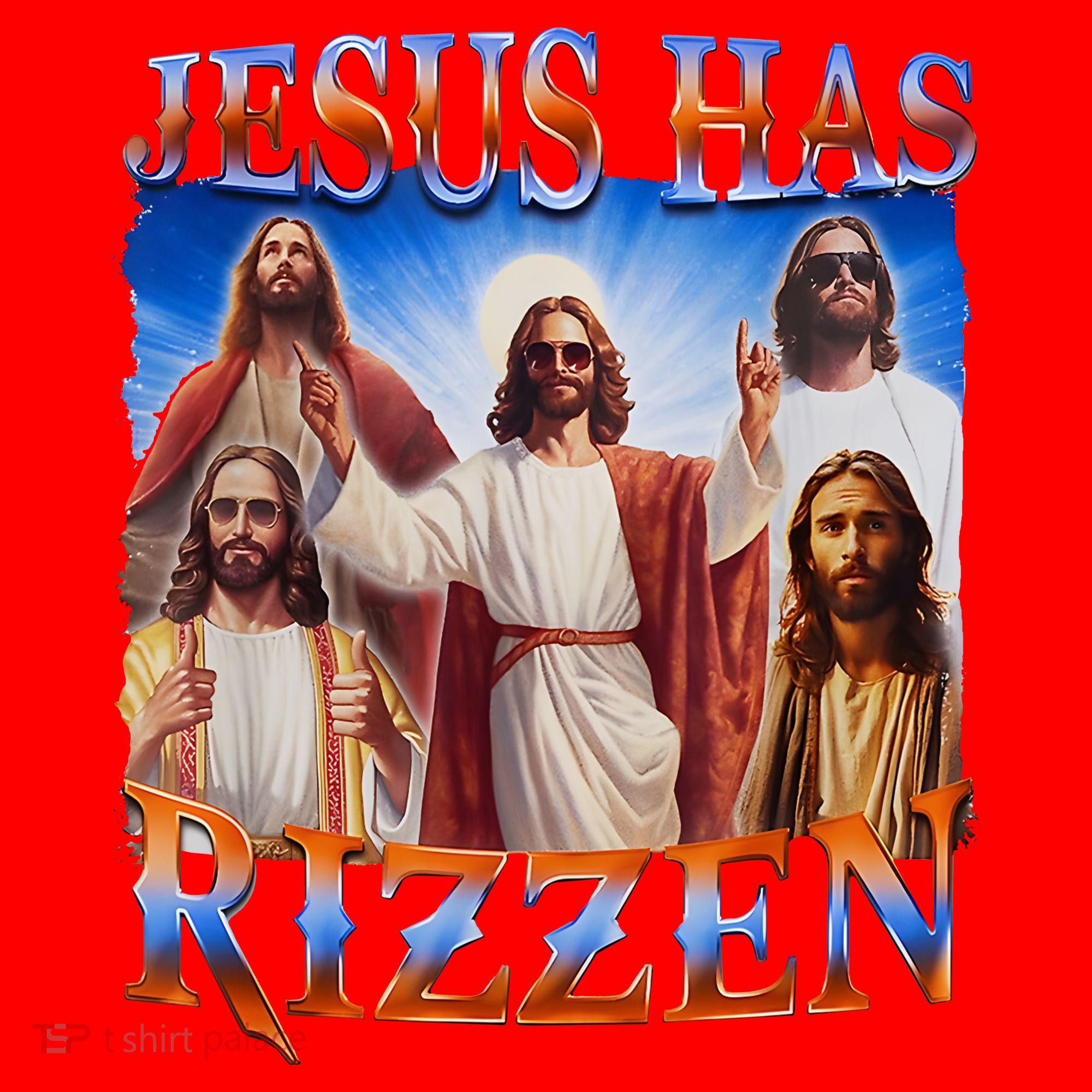 Jesus Has Rizzen He Is Rizzen Santa Hat