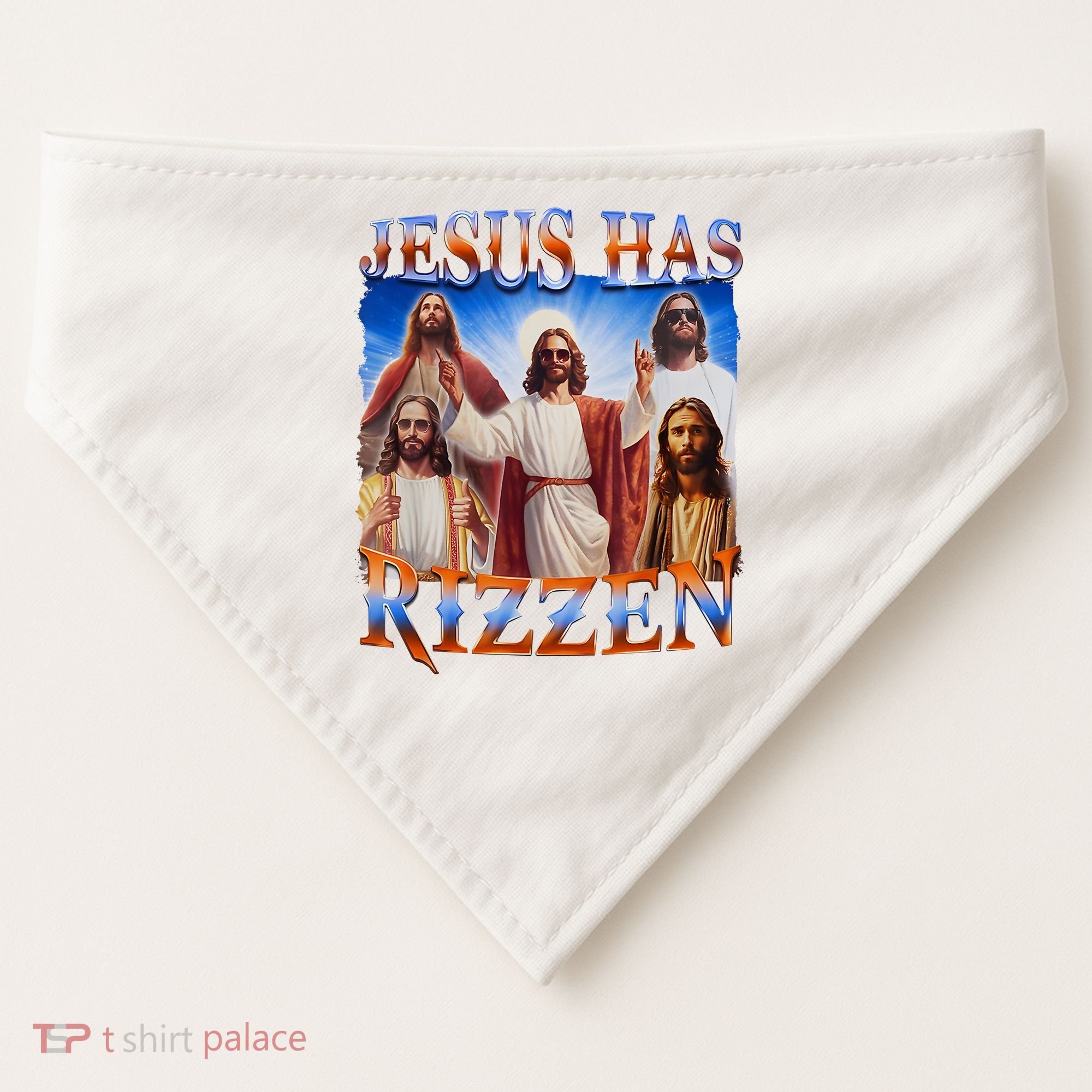 Jesus Has Rizzen He Is Rizzen USA-Made Doggie Bandana