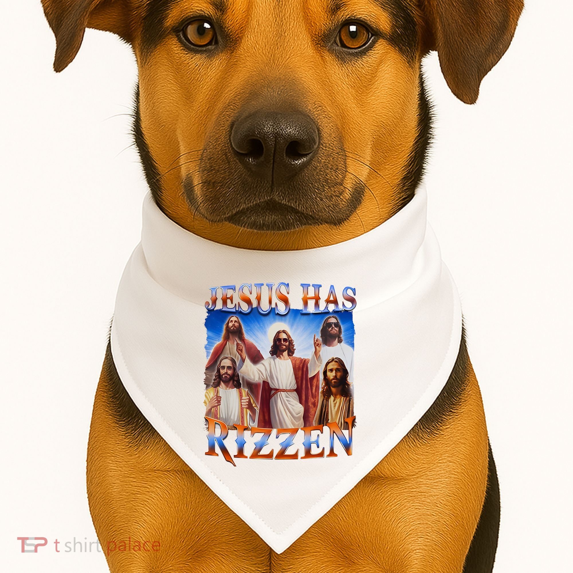 Jesus Has Rizzen He Is Rizzen USA-Made Doggie Bandana