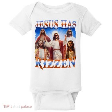 Jesus Has Rizzen He Is Rizzen Baby Bodysuit