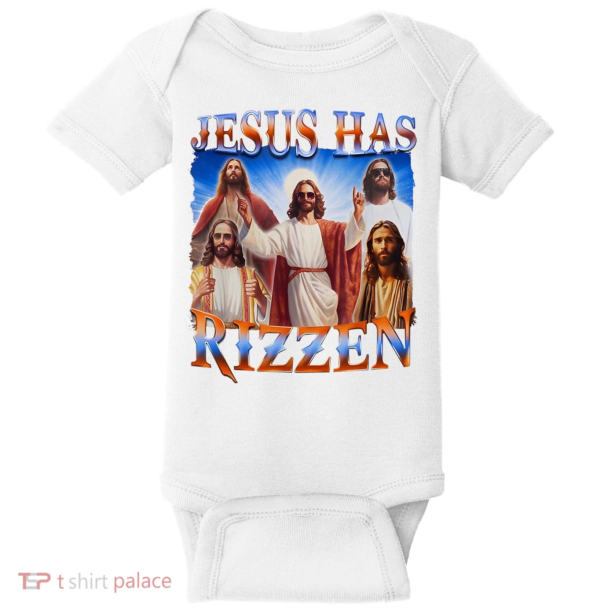 Jesus Has Rizzen He Is Rizzen Baby Bodysuit
