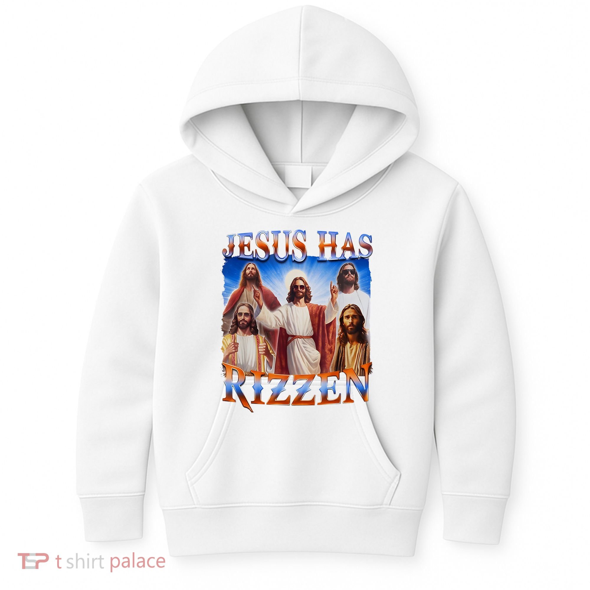 Jesus Has Rizzen He Is Rizzen Kids Hoodie