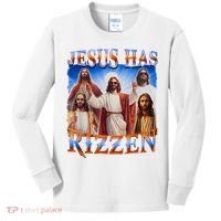 Jesus Has Rizzen He Is Rizzen Kids Long Sleeve Shirt thumb 0