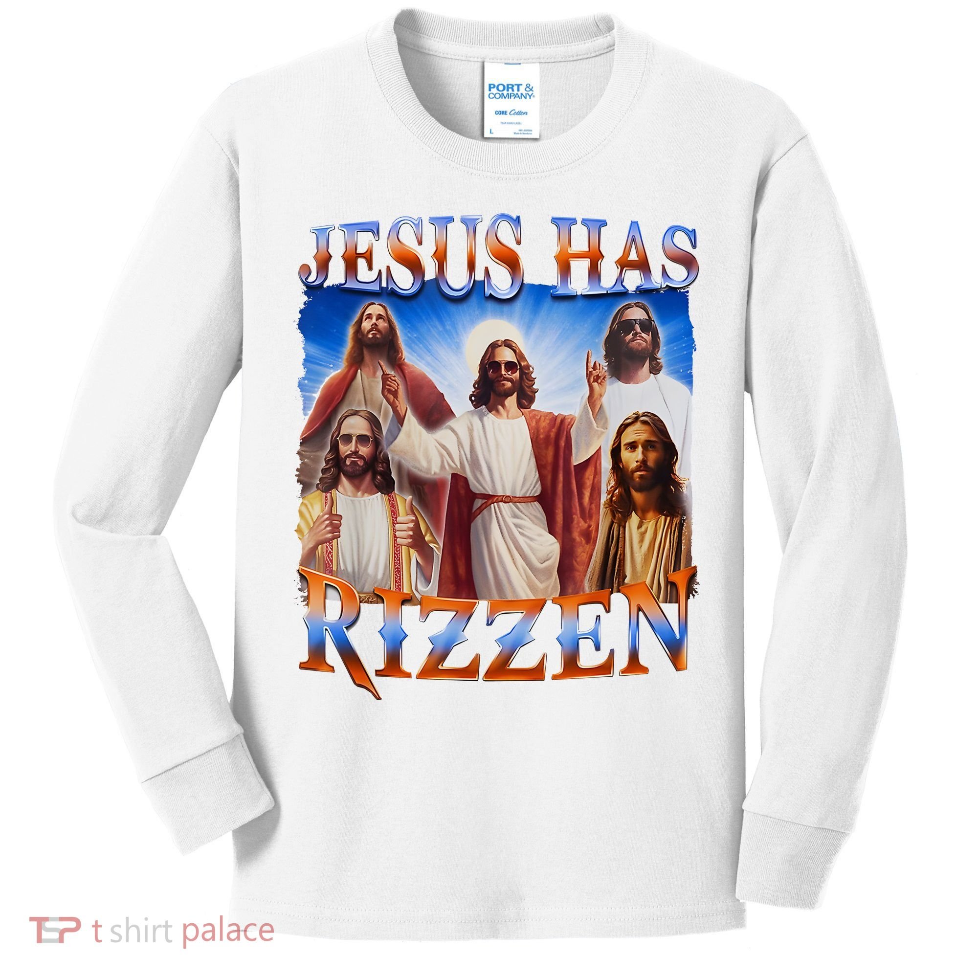 Jesus Has Rizzen He Is Rizzen Kids Long Sleeve Shirt