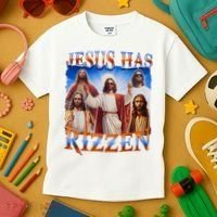 Jesus Has Rizzen He Is Rizzen Kids T-Shirt thumb 3