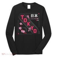 Japan Hello Spring Tokyo Text With Flower And Butterflies Long Sleeve Shirt thumb 0