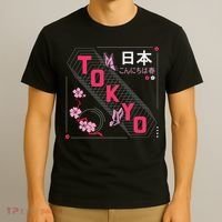 Japan Hello Spring Tokyo Text With Flower And Butterflies T-Shirt thumb 3