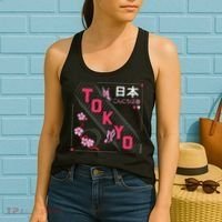 Japan Hello Spring Tokyo Text With Flower And Butterflies Women's Tank Top thumb 2