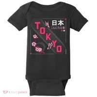 Japan Hello Spring Tokyo Text With Flower And Butterflies Baby Bodysuit thumb 0