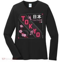 Japan Hello Spring Tokyo Text With Flower And Butterflies Women's Long Sleeve Shirt thumb 0