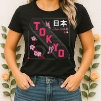 Japan Hello Spring Tokyo Text With Flower And Butterflies Women's T-Shirt thumb 2