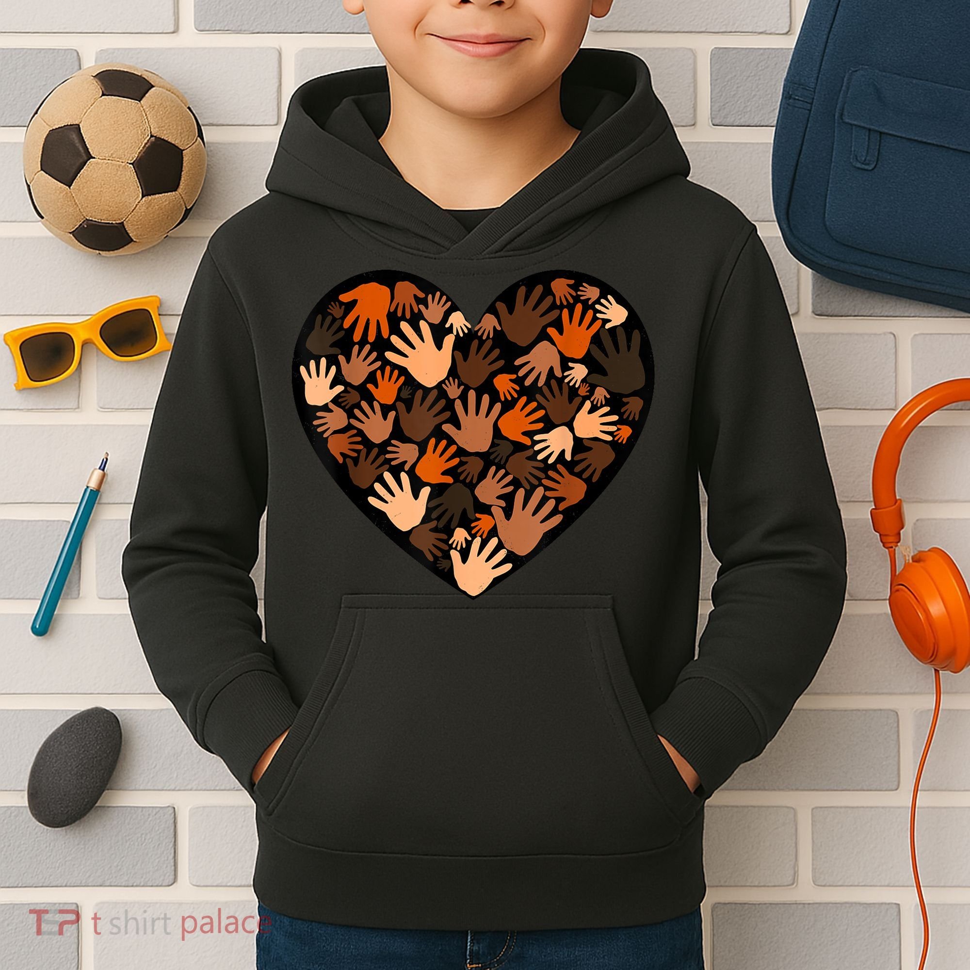 Juneteenth Heart Support Black History Month Black Gift Kids Hoodie