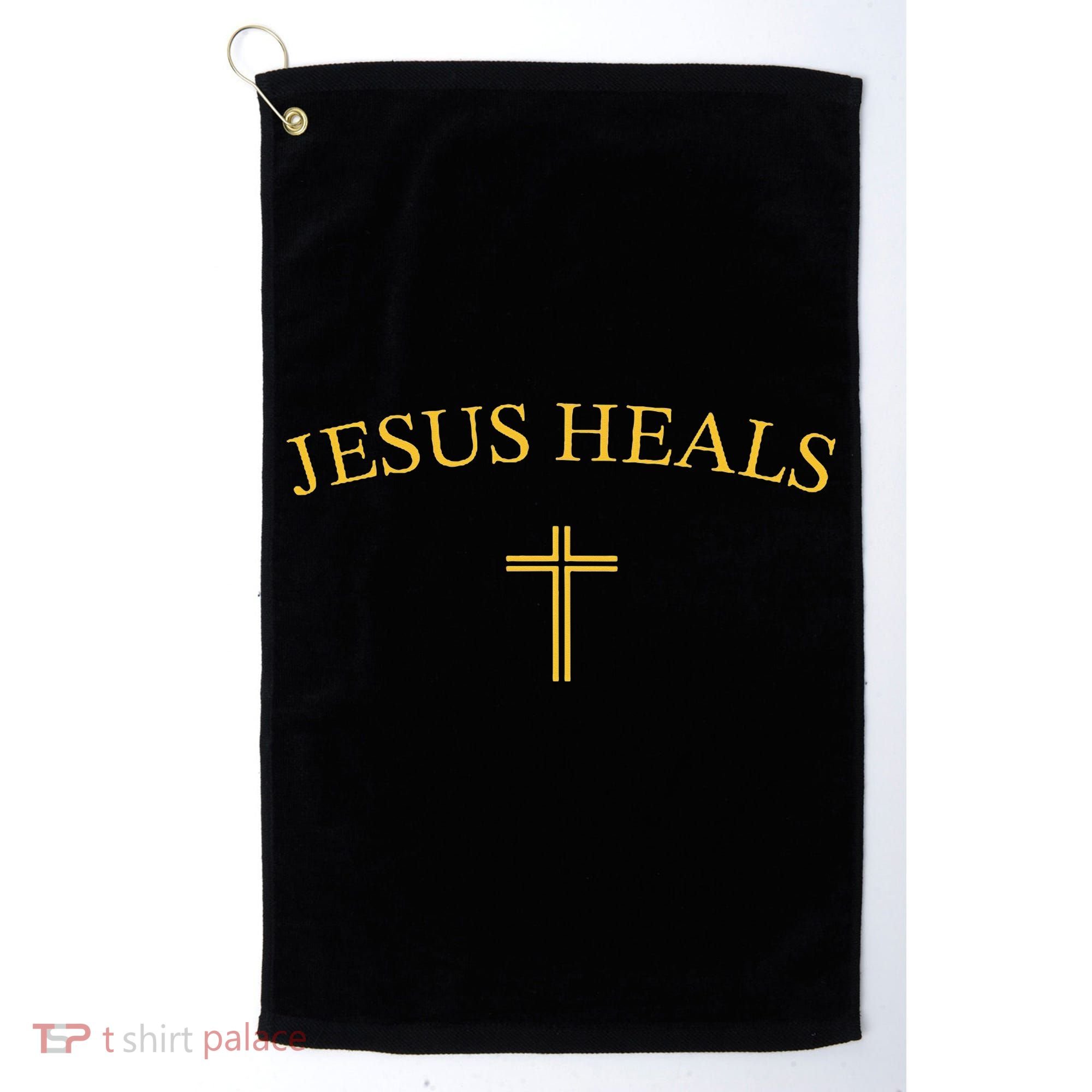 Jesus Heals - Simple Minimalist Christian Religious Cross Golf Towel
