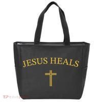 Jesus Heals - Simple Minimalist Christian Religious Cross Tote Bag thumb 0