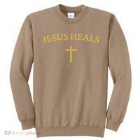 Jesus Heals - Simple Minimalist Christian Religious Cross Sweatshirt thumb 0