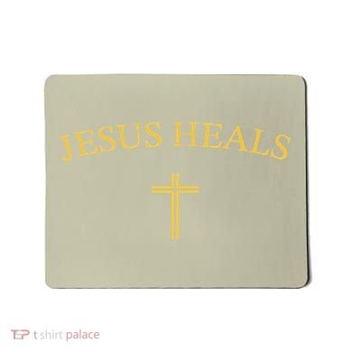 Jesus Heals - Simple Minimalist Christian Religious Cross Mousepad