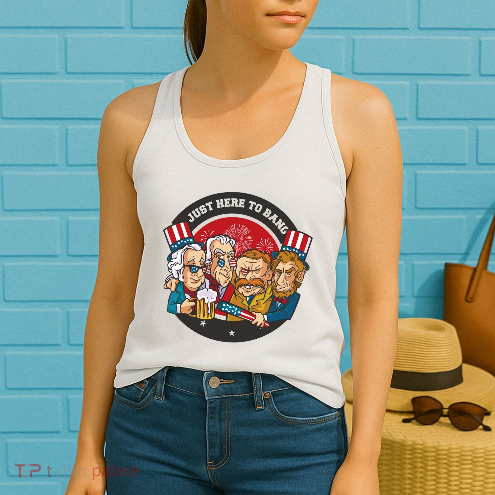 Just Here To Bang President Funny USA Women's Tank Top