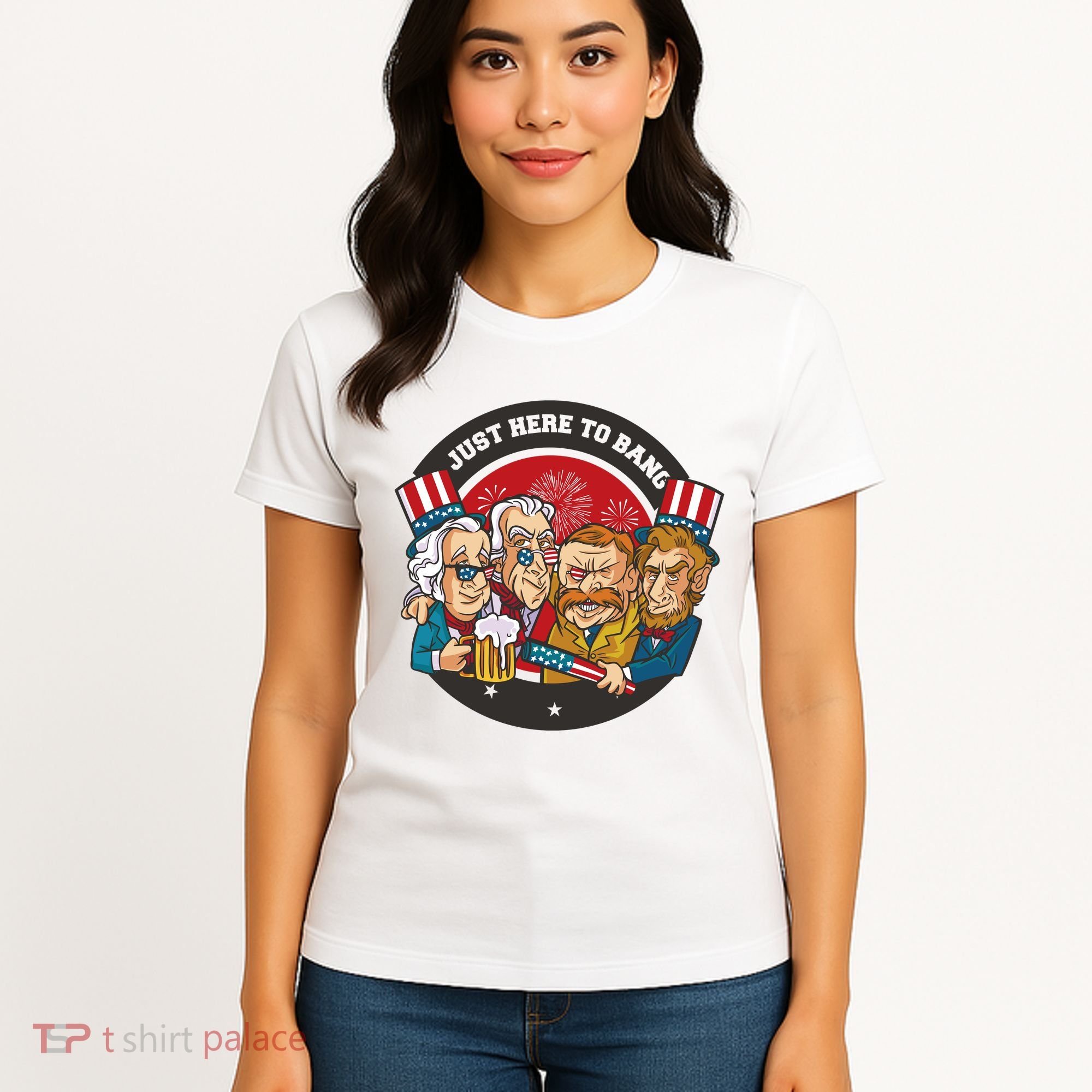 Just Here To Bang President Funny USA Women's T-Shirt