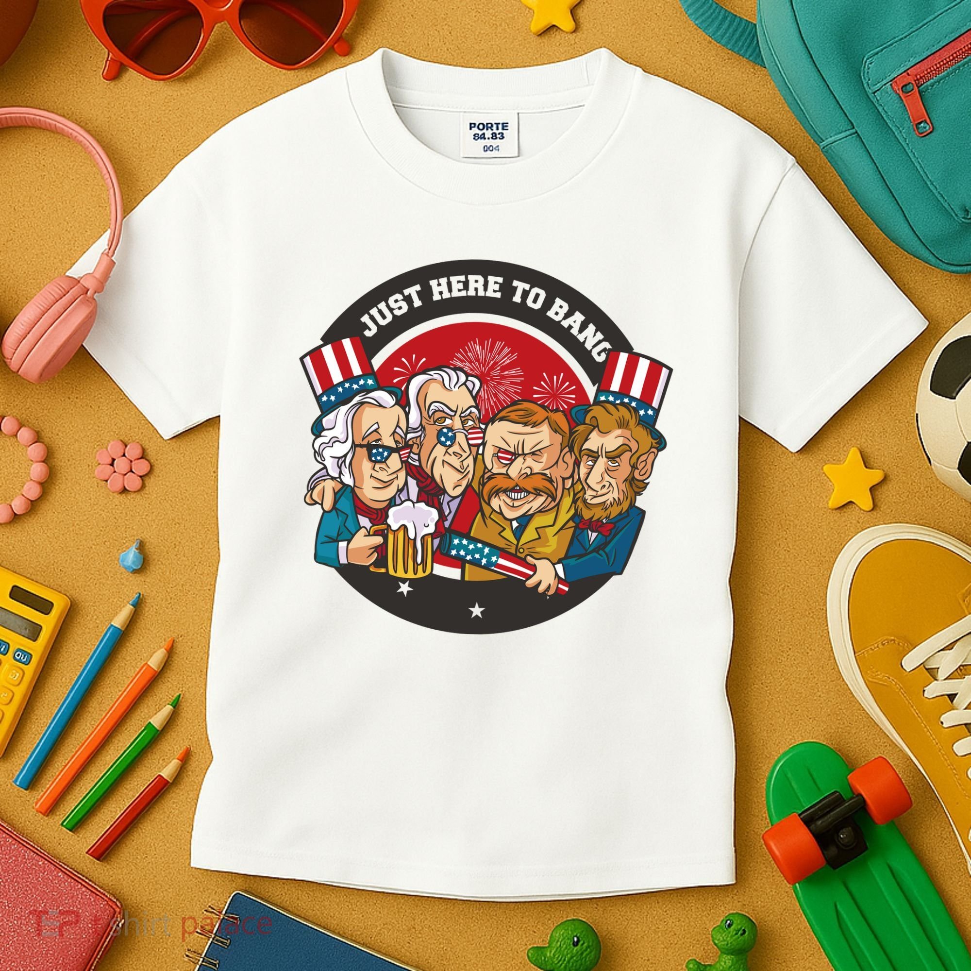 Just Here To Bang President Funny USA Kids T-Shirt