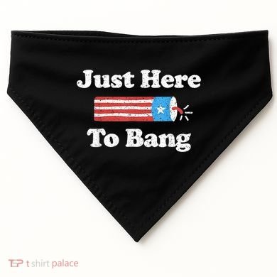 Just Here To Bang Funny 4th July American Flag USA-Made Doggie Bandana