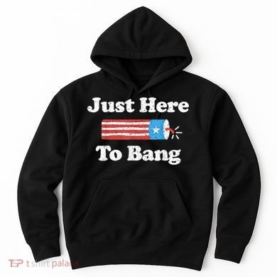 Just Here To Bang Funny 4th July American Flag Hoodie