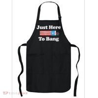 Just Here To Bang Funny 4th July American Flag Apron thumb 0