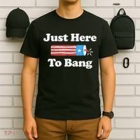 Just Here To Bang Funny 4th July American Flag T-Shirt thumb 6
