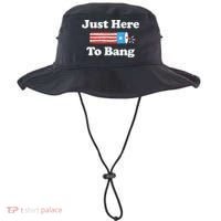 Just Here To Bang Funny 4th July American Flag Bucket Hat thumb 0