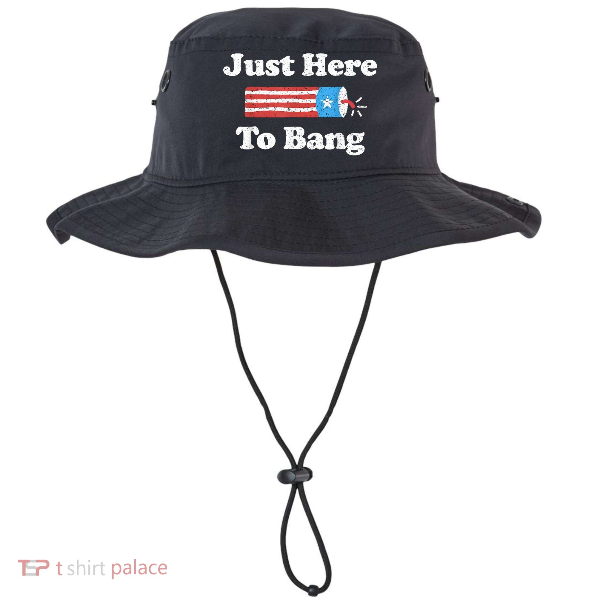 Just Here To Bang Funny 4th July American Flag Bucket Hat