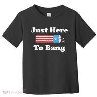 Just Here To Bang Funny 4th July American Flag Toddler T-Shirt thumb 0