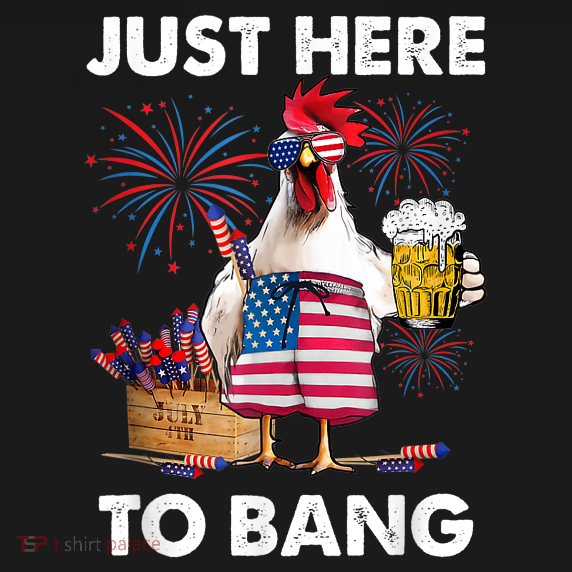 Just Here To Bang USA Flag Funny 4th Of July Chicken Beer Mousepad