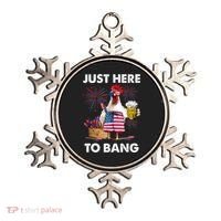 Just Here To Bang USA Flag Funny 4th Of July Chicken Beer Ornament thumb 0