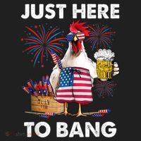 Just Here To Bang USA Flag Funny 4th Of July Chicken Beer Hat thumb 2