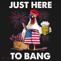 Just Here To Bang USA Flag Funny 4th Of July Chicken Beer Sweatshirt thumb 3