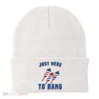 Just Here To Bang Funny 4th Of July Beanie thumb 0