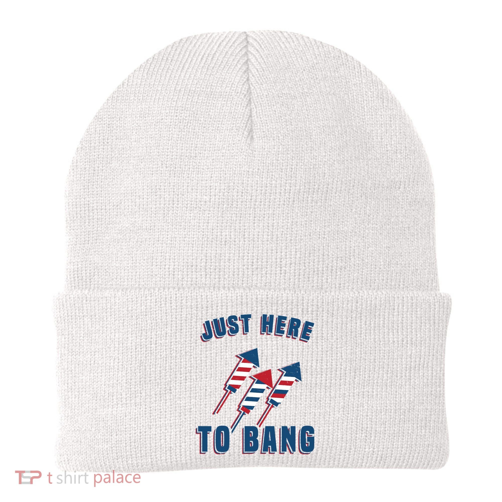 Just Here To Bang Funny 4th Of July Beanie