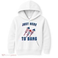 Just Here To Bang Funny 4th Of July Kids Hoodie thumb 0