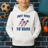 Just Here To Bang Funny 4th Of July Kids Hoodie thumb 2