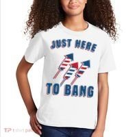 Just Here To Bang Funny 4th Of July Kids T-Shirt thumb 2