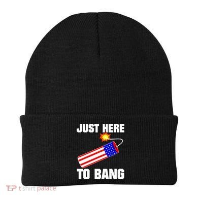 Just Here To Bang Gunpowder Flag Us Gift Beanie