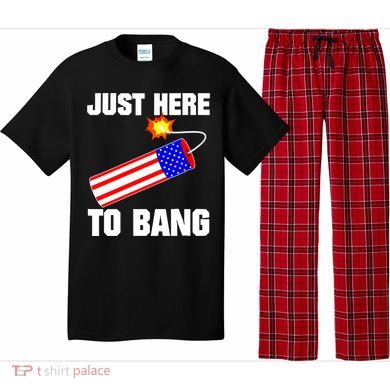 Just Here To Bang Gunpowder Flag Us Gift Pajama Set