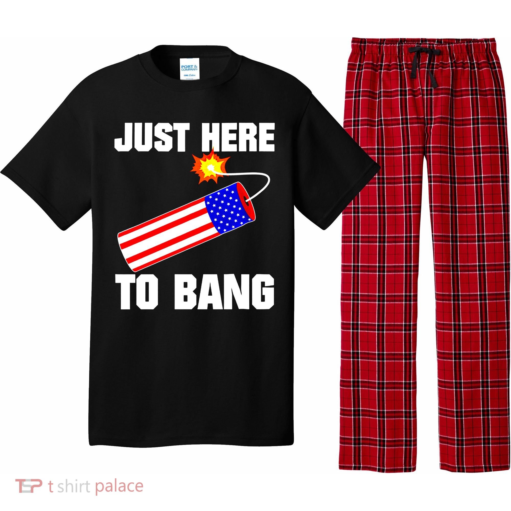 Just Here To Bang Gunpowder Flag Us Gift Pajama Set