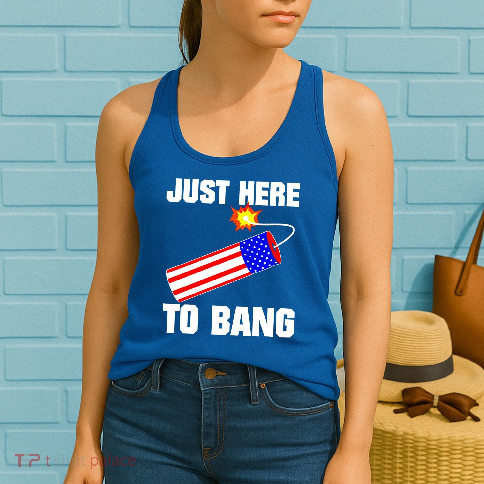 Just Here To Bang Gunpowder Flag Us Gift Women's Tank Top