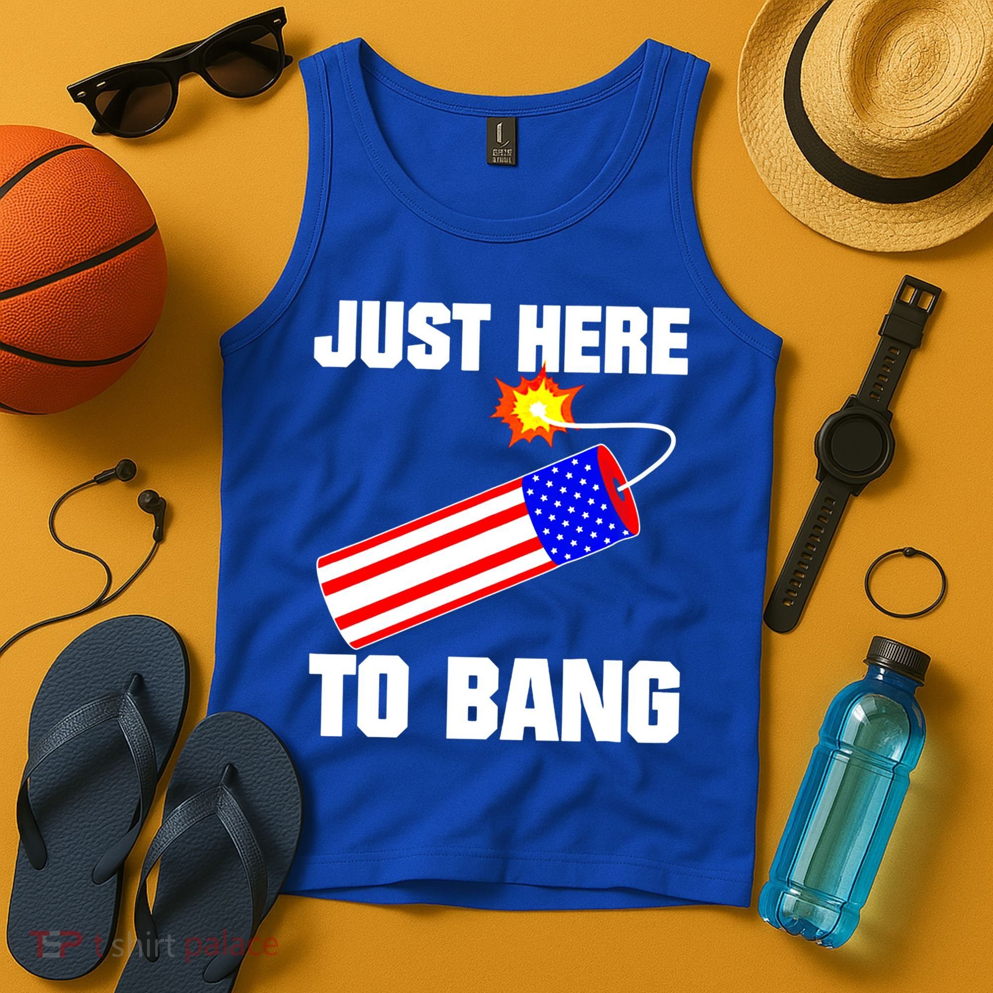 Just Here To Bang Gunpowder Flag Us Gift Tank Top
