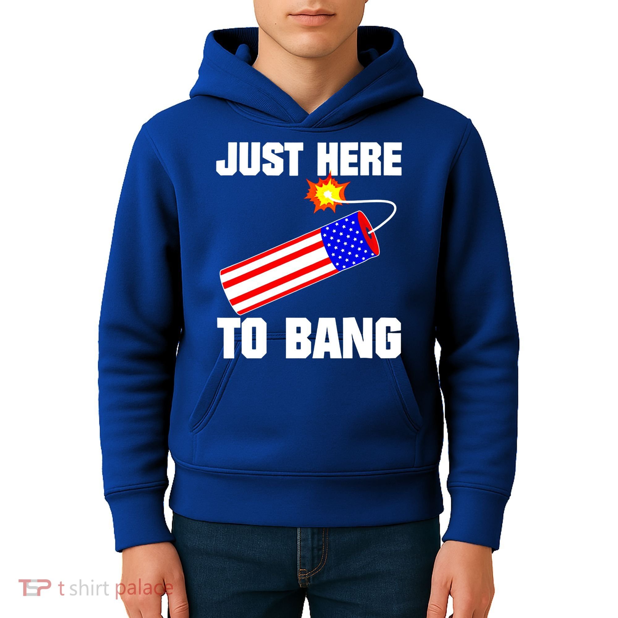 Just Here To Bang Gunpowder Flag Us Gift Kids Hoodie