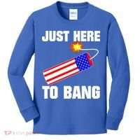 Just Here To Bang Gunpowder Flag Us Gift Kids Long Sleeve Shirt thumb 0