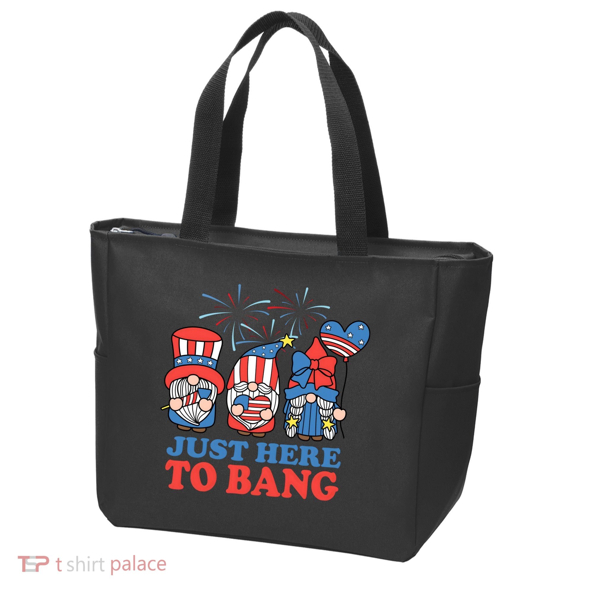 Just Here To Bang Gnome 4th Of July Tote Bag