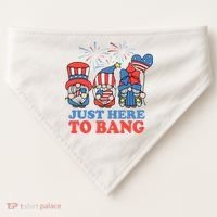 Just Here To Bang Gnome 4th Of July USA-Made Doggie Bandana thumb 0