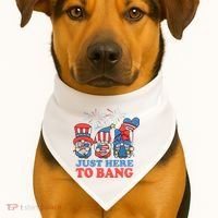 Just Here To Bang Gnome 4th Of July USA-Made Doggie Bandana thumb 1