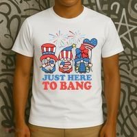 Just Here To Bang Gnome 4th Of July T-Shirt thumb 3